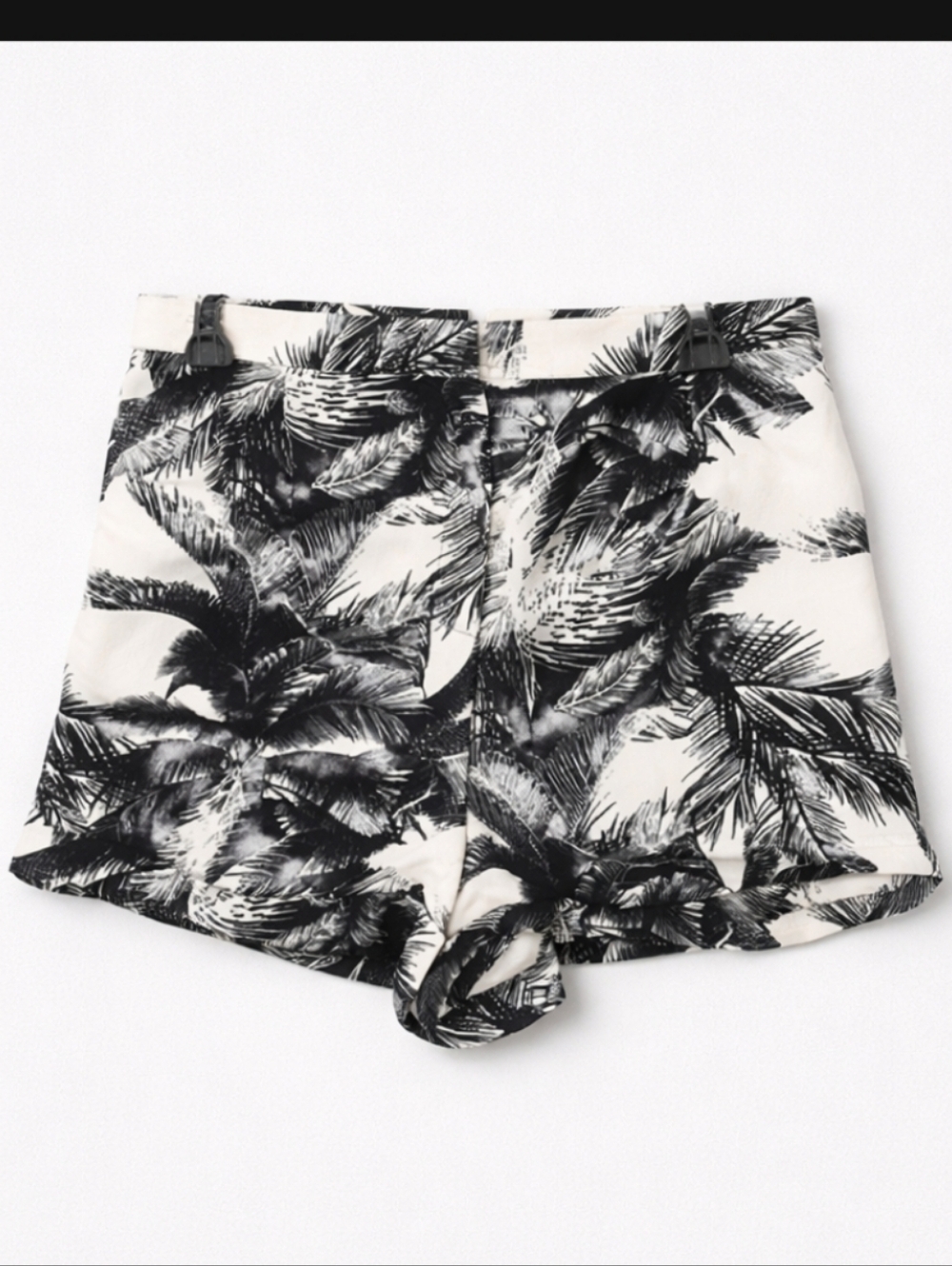 S.O.R.A.D. Shorts Palm Tree Print Black & Cream Size Large Vintage - Picture 2 of 6